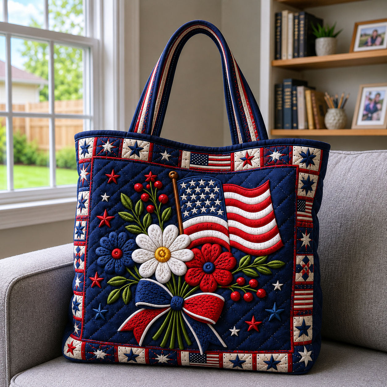Patriot Bouquet Quilted Tote Bag GFTOHNL306