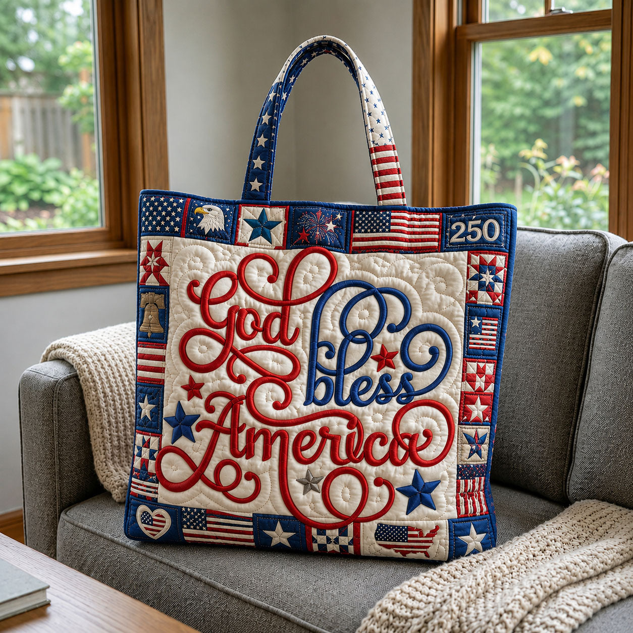 God Bless America Quilted Tote Bag GFTOHNL309
