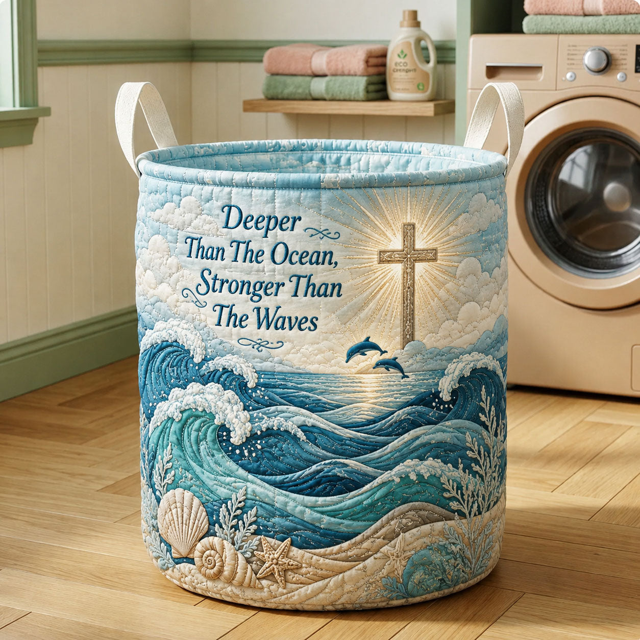 Deeper Than The Ocean Quilted Laundry Basket GFTOHNL581
