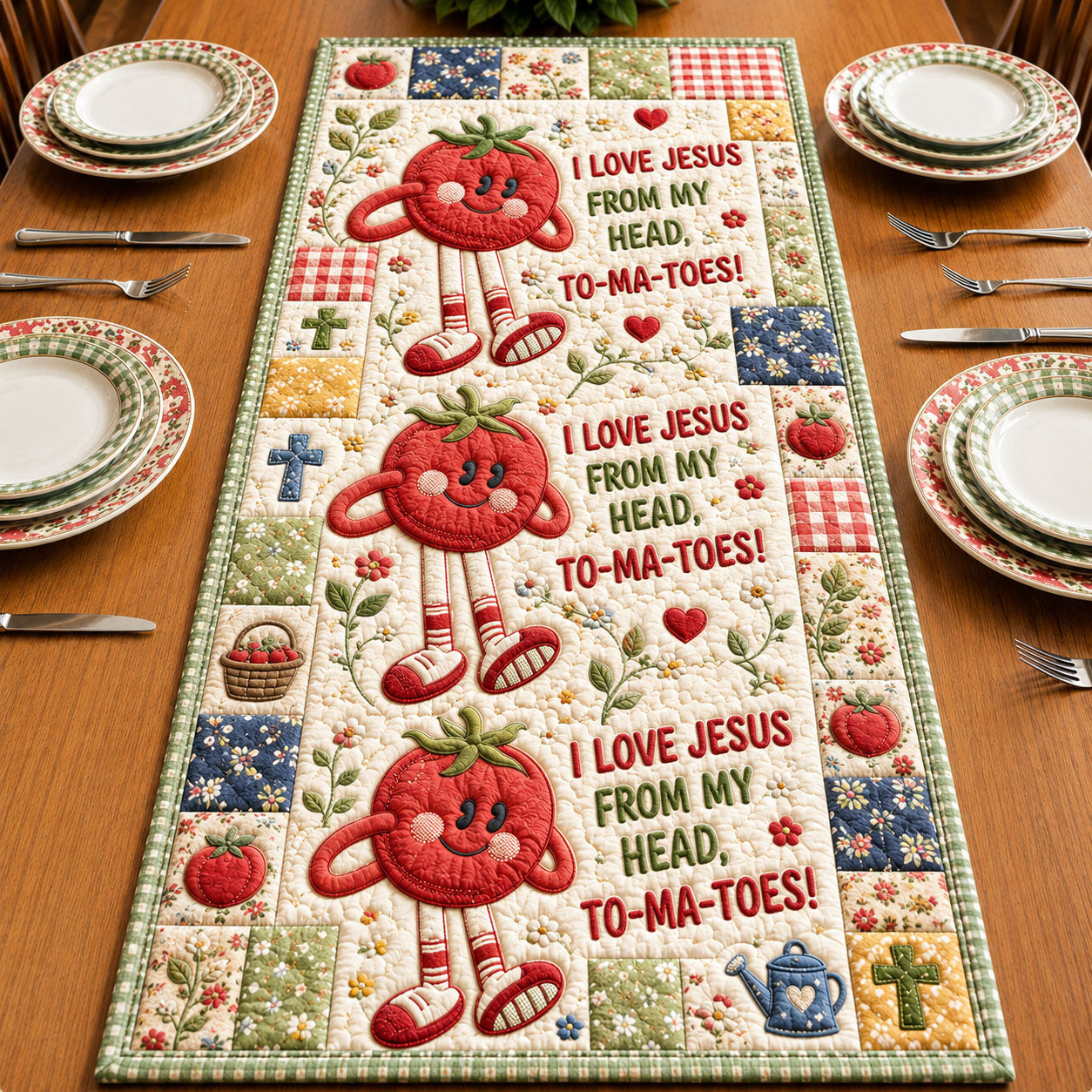 I Love Jesus From My Head To-Ma-Toes Quilted Table Runner GFTOHNL761