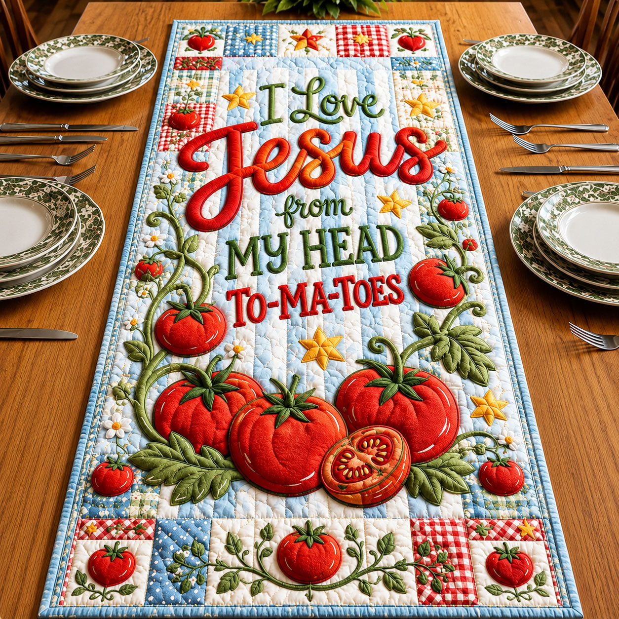 I Love Jesus From My Head To-Ma-Toes Quilted Table Runner GFTOHNL762