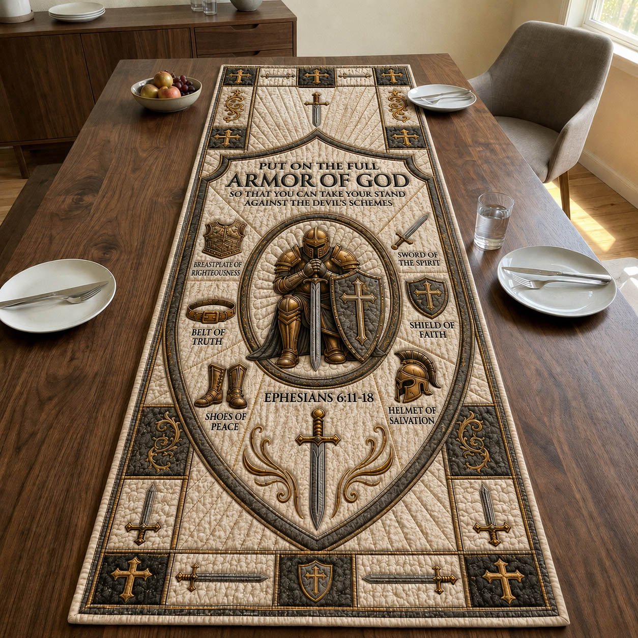 Armor Of God Quilted Table Runner GFTOLAN736 C7