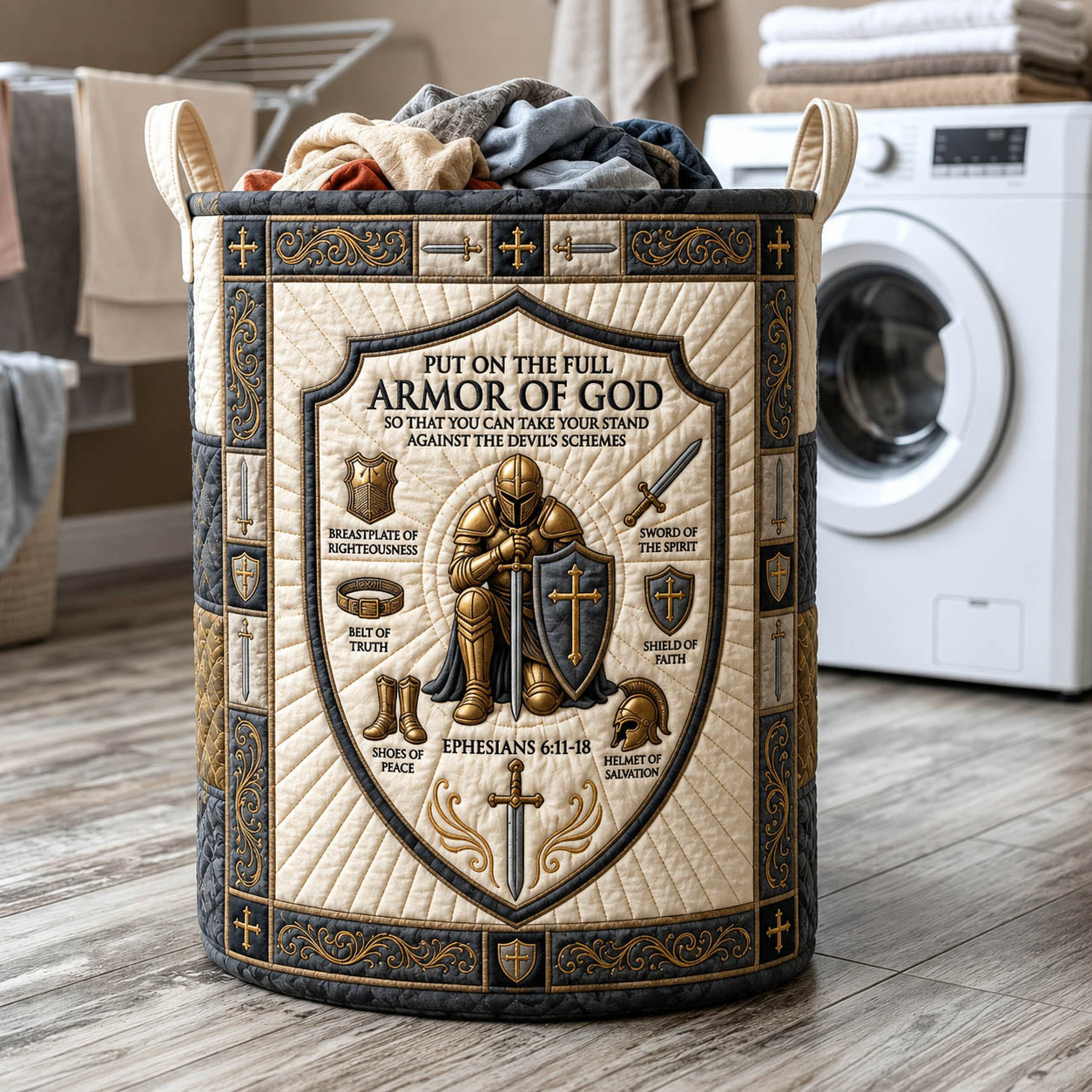 Armor Of God Quilted Laundry Basket GFTOLAN736 C8