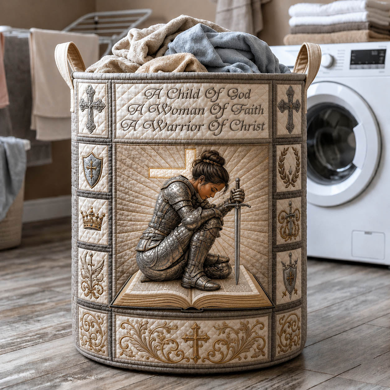 Armor Of God Quilted Laundry Basket GFTOLAN1059