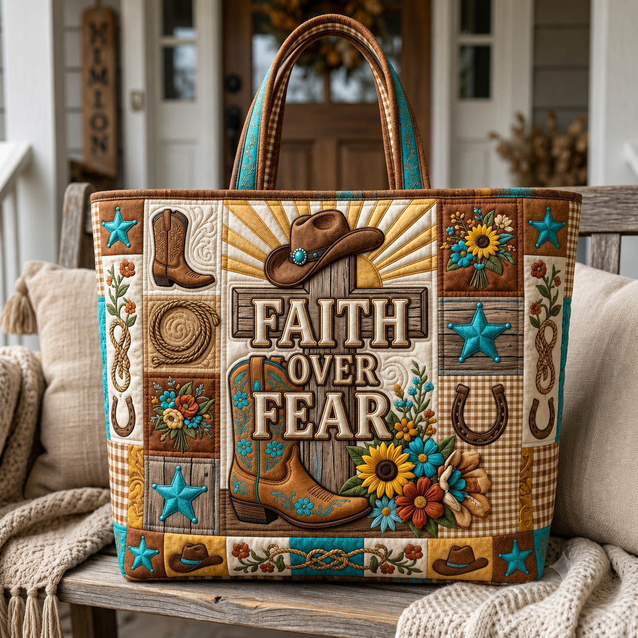 Faith Over Fear Quilted Tote Bag GFTOLAN1151