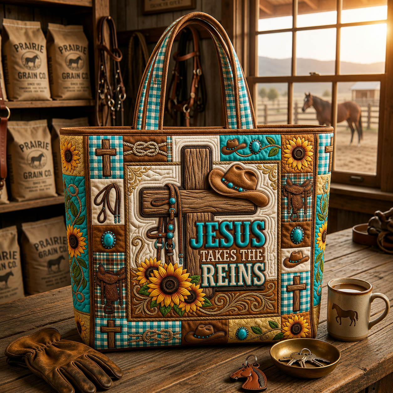 Jesus Take The Reins Quilted Tote Bag GFTOLAN1152