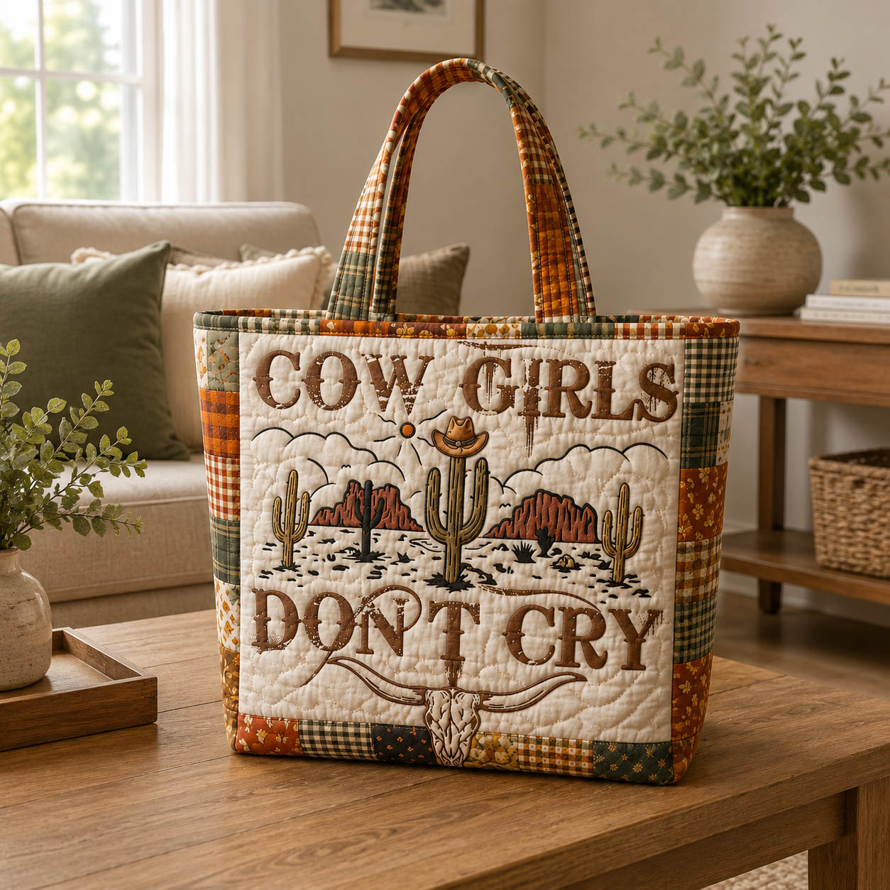 Cow Girls Don't Cry Quilted Tote Bag GFTOLAN1159