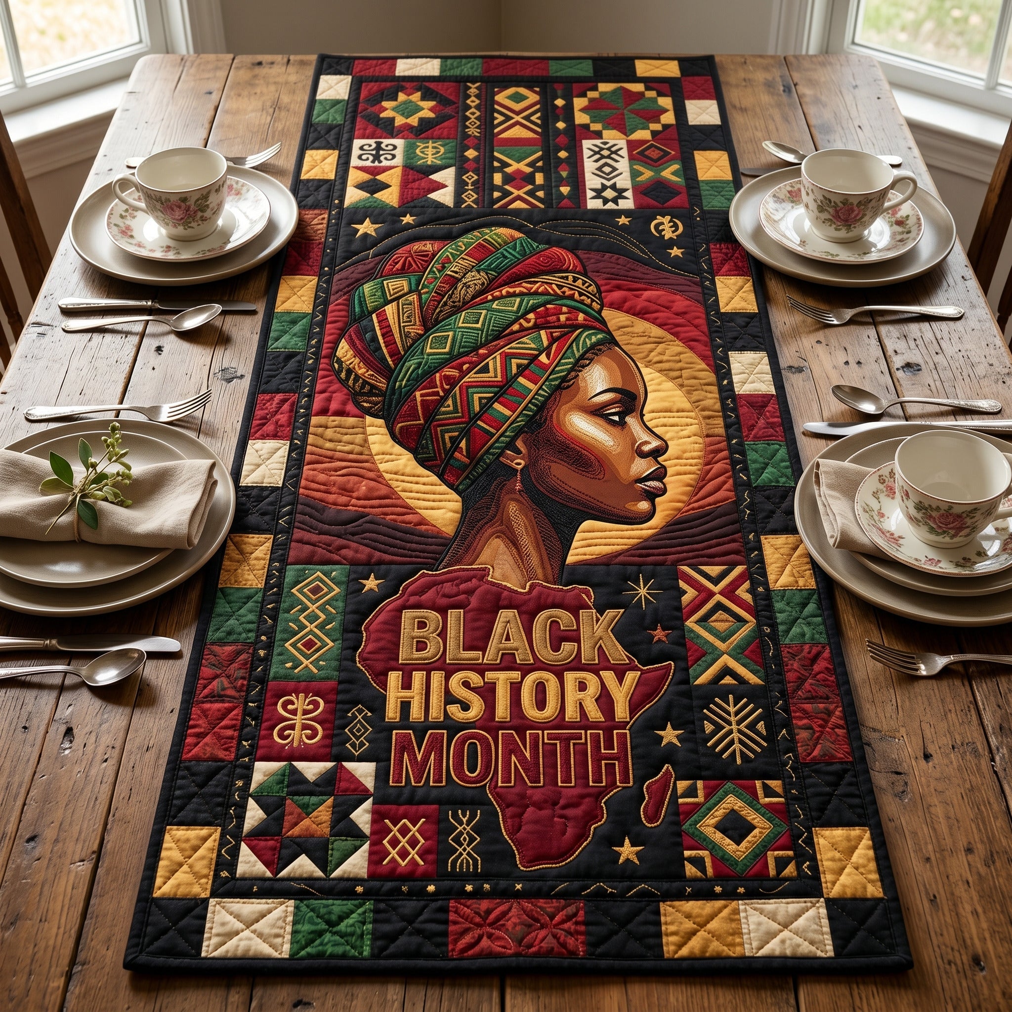 Melanin Queen Quilted Table Runner GFTOLAN155