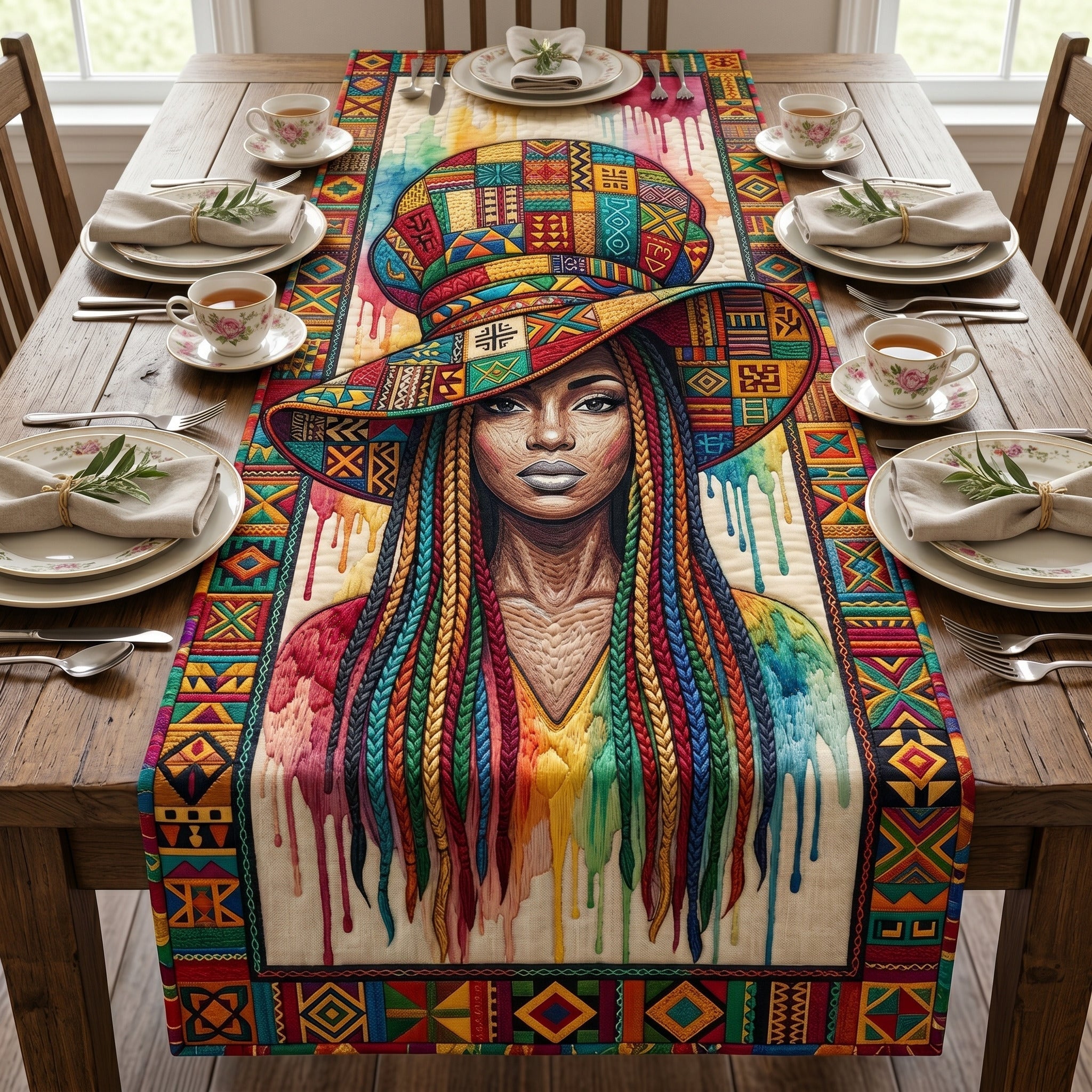 Black Woman Quilted Table Runner GFTOLAN158