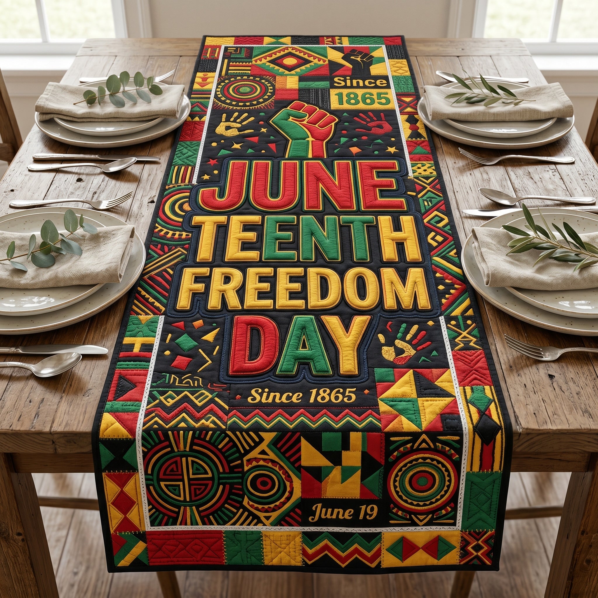 Juneteenth Freedom Quilted Table Runner GFTOLAN164