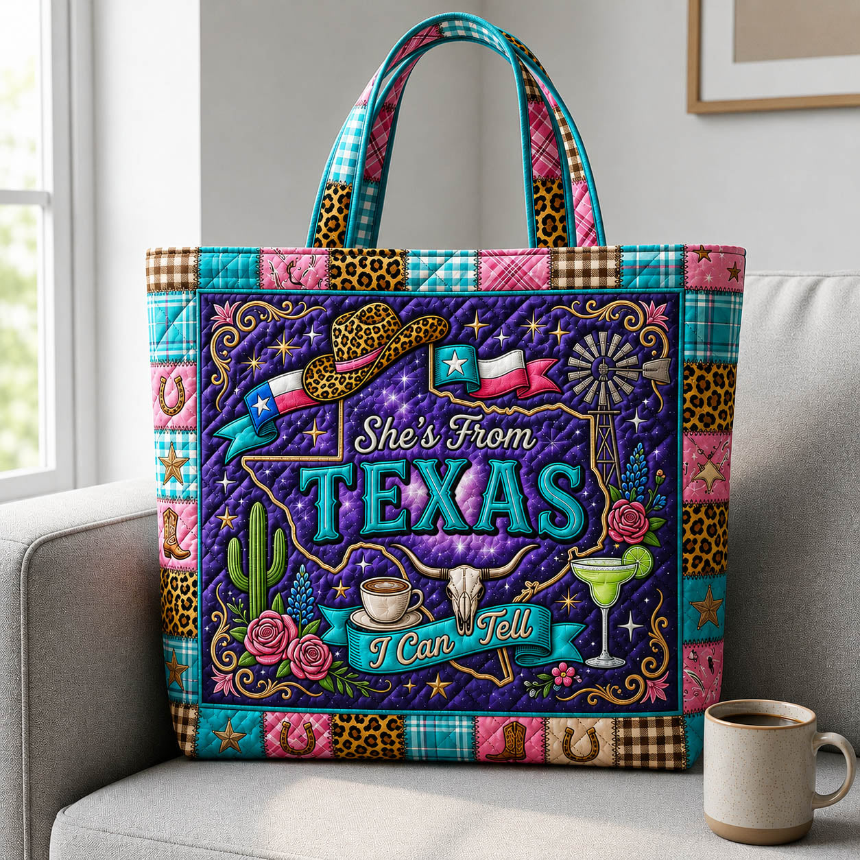 She Is From Texas Quilted Tote Bag GFTOLAN262