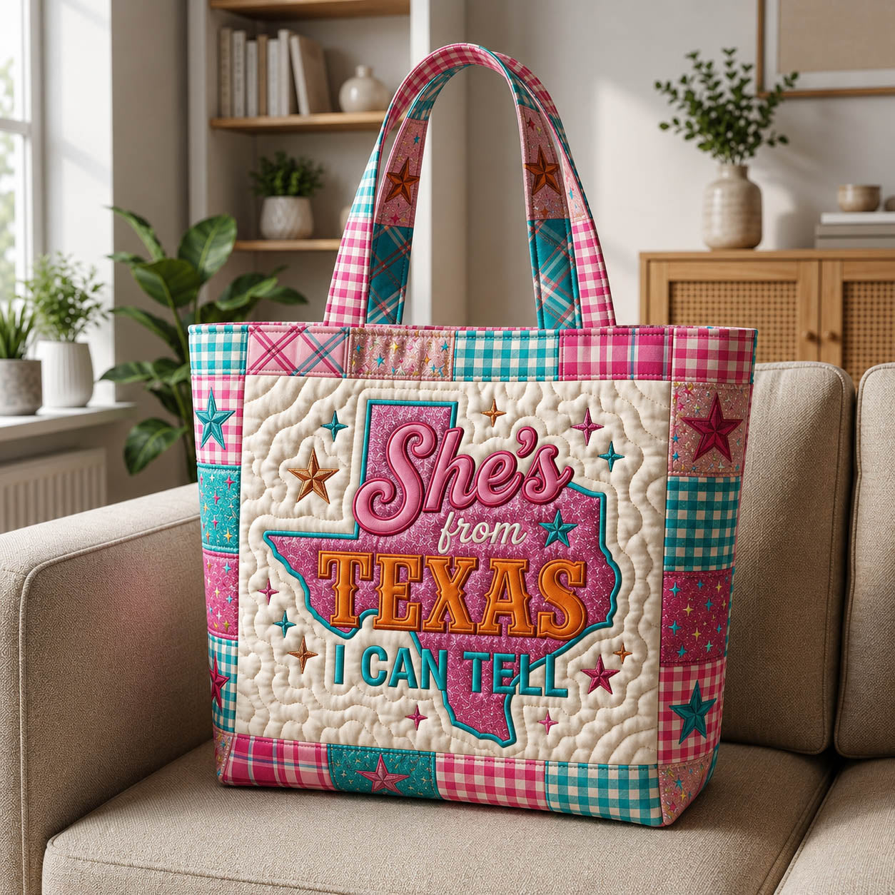 She Is From Texas Quilted Tote Bag GFTOLAN263