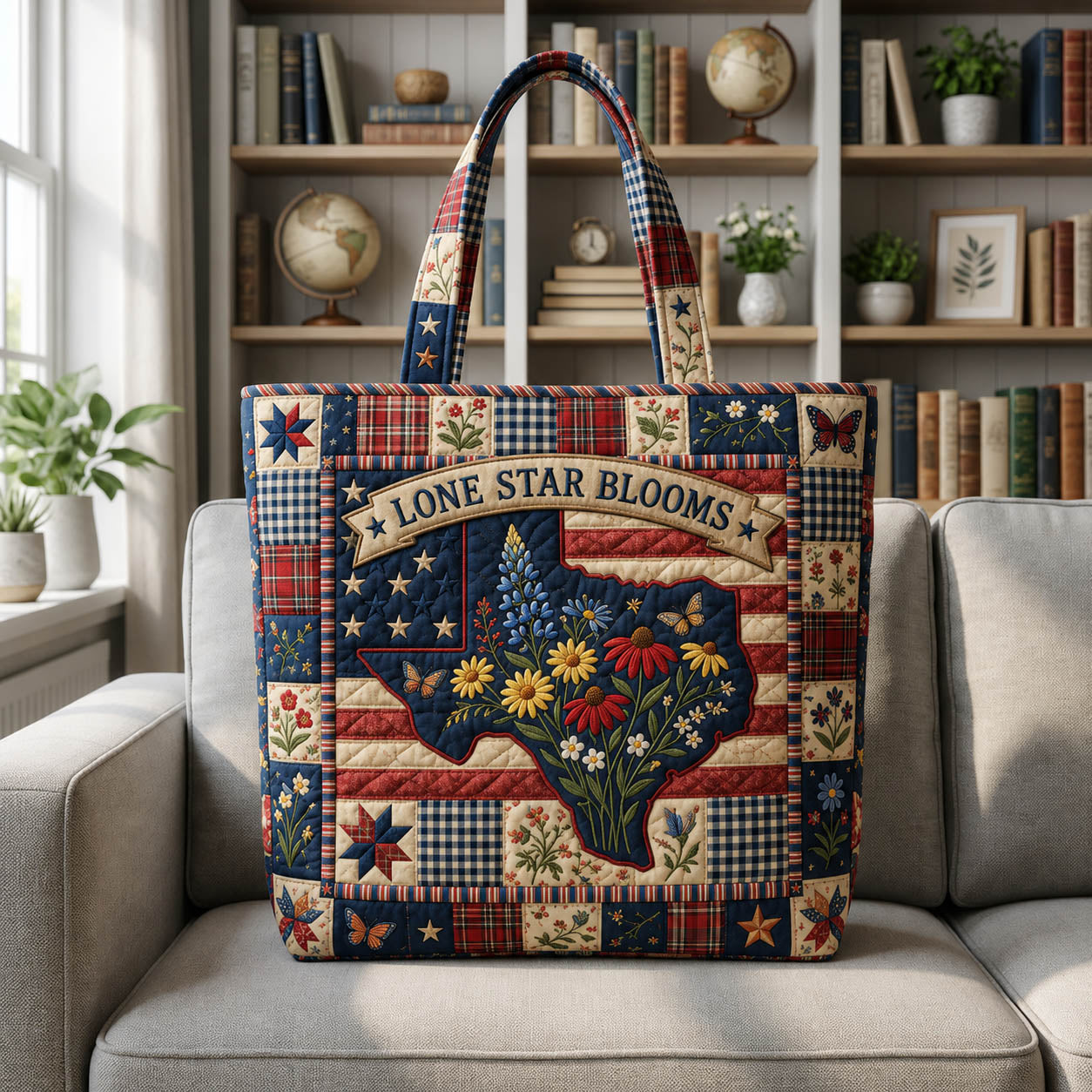 Lone Star Bloom Quilted Tote Bag GFTOLAN268