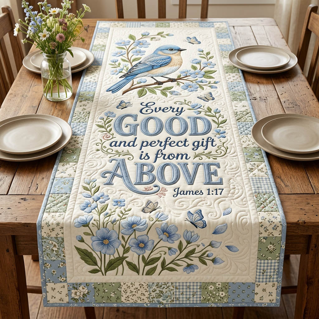 Faith Bird Bible Verse Quilted Table Runner GFTOLAN416