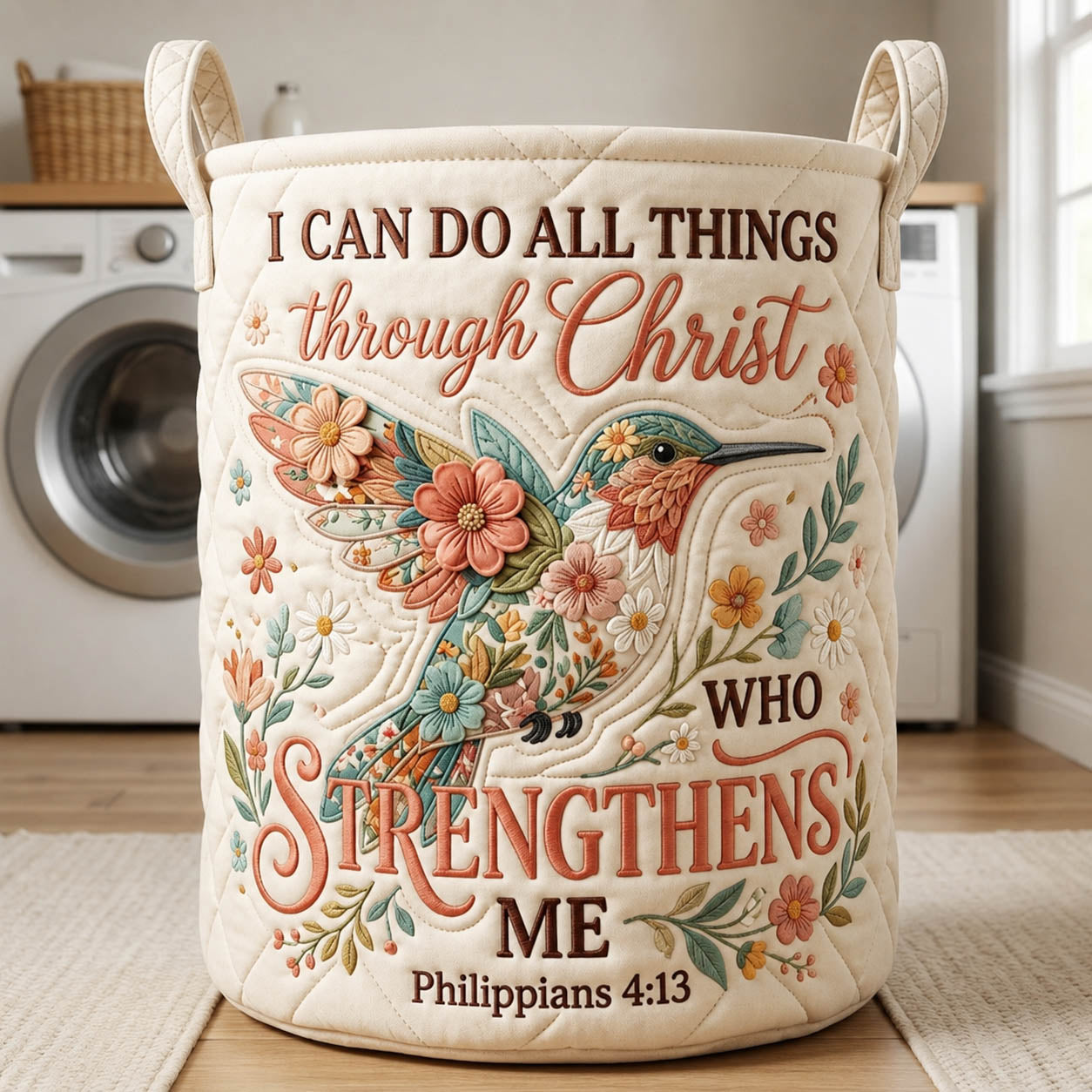 Christian Hummingbird Quilted Laundry Basket GFTOLAN419