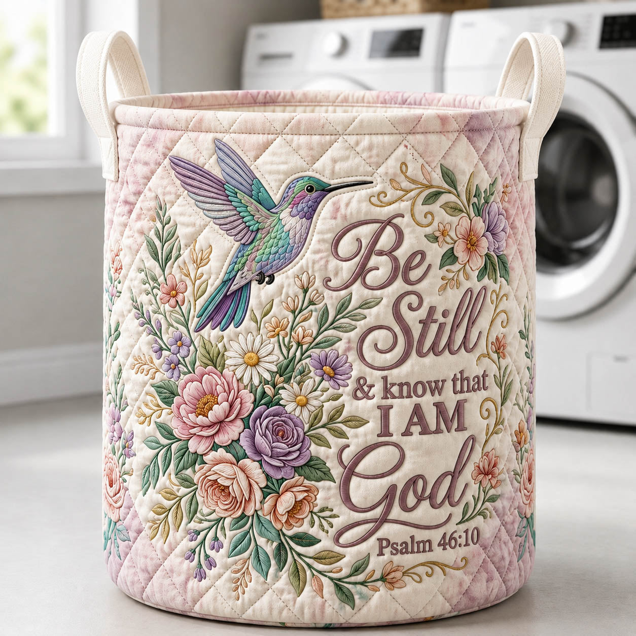 Be Still Hummingbird Quilted Laundry Basket GFTOLAN426