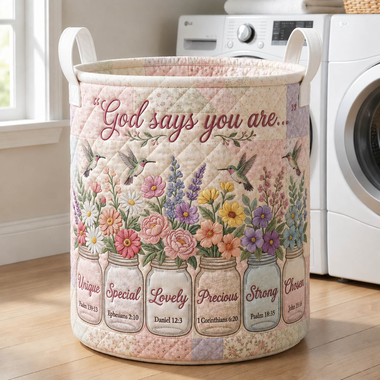 God Says You Are Quilted Laundry Basket GFTOLAN428