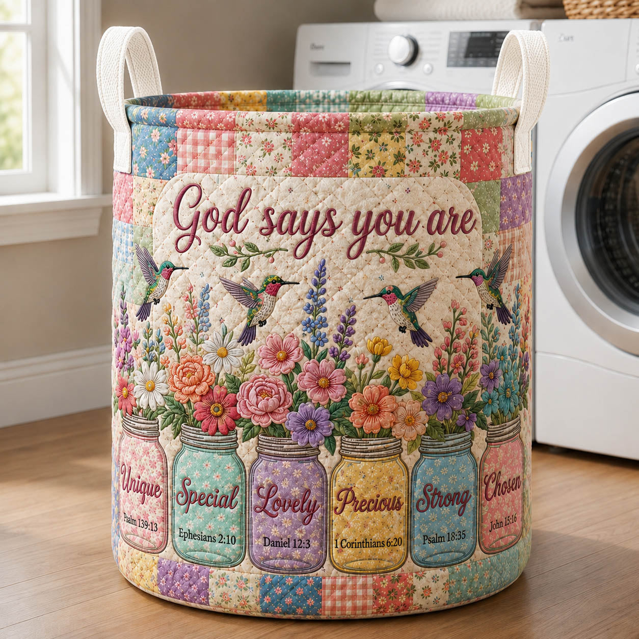 God Says You Are Quilted Laundry Basket GFTOLAN429