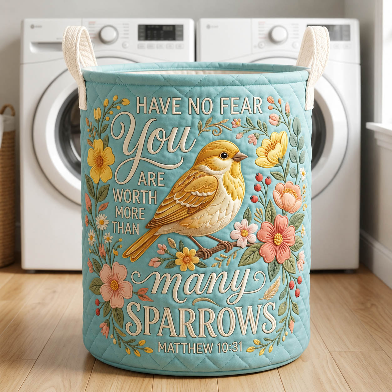 Bird Faith Quilted Laundry Basket GFTOLAN434