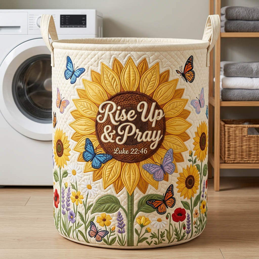 Faithful Christian Quilted Laundry Basket GFTOLAN536