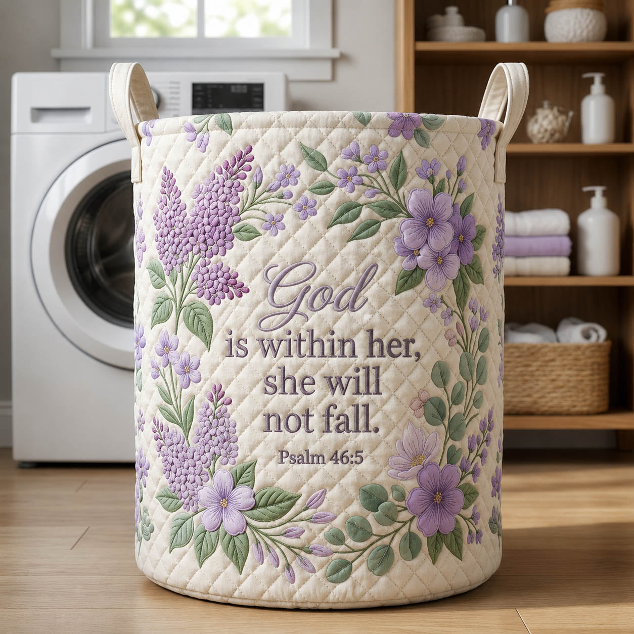 Faithful Christian Quilted Laundry Basket GFTOLAN538