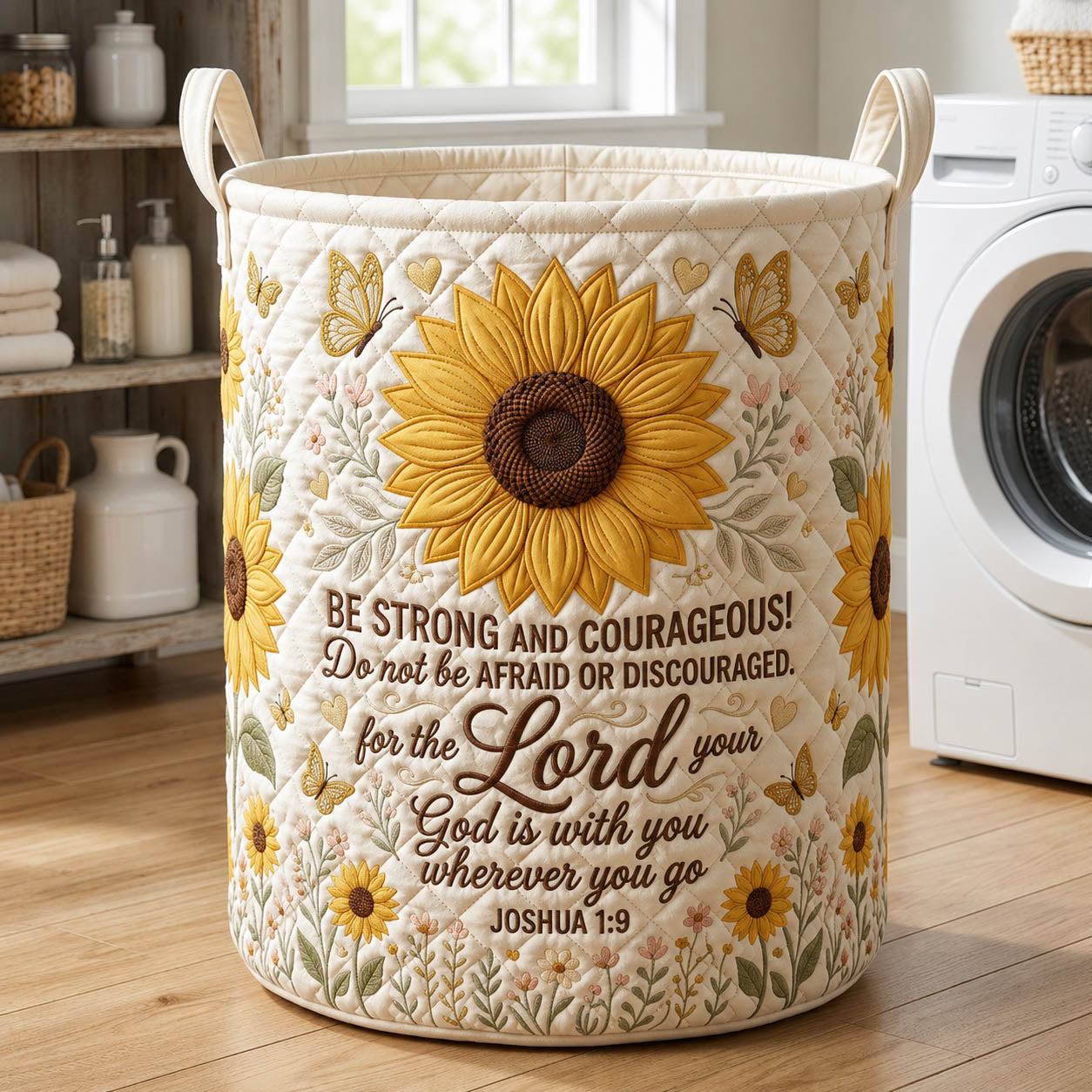 Faithful Christian Quilted Laundry Basket GFTOLAN539