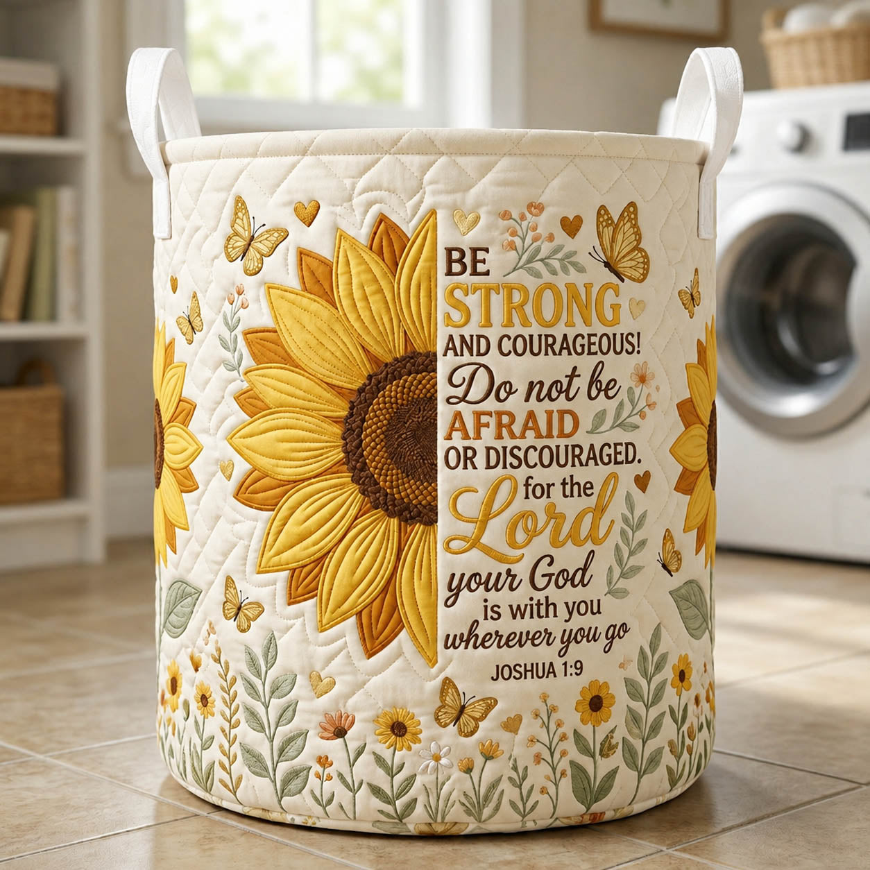 Faithful Christian Quilted Laundry Basket GFTOLAN540