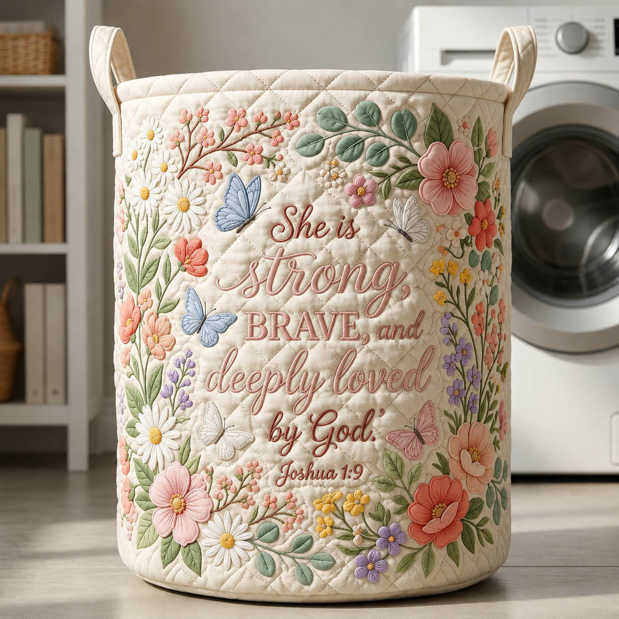 Faithful Christian Quilted Laundry Basket GFTOLAN541