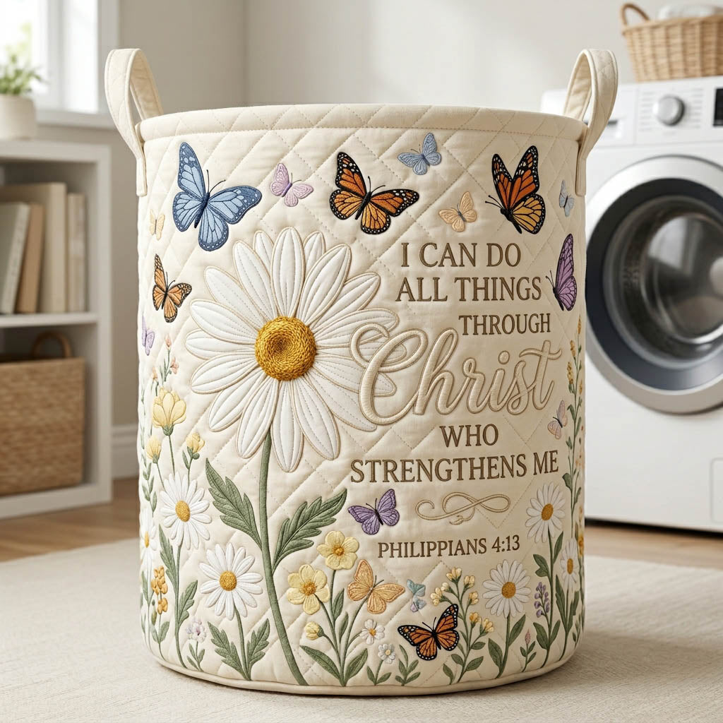 Faithful Christian Quilted Laundry Basket GFTOLAN542