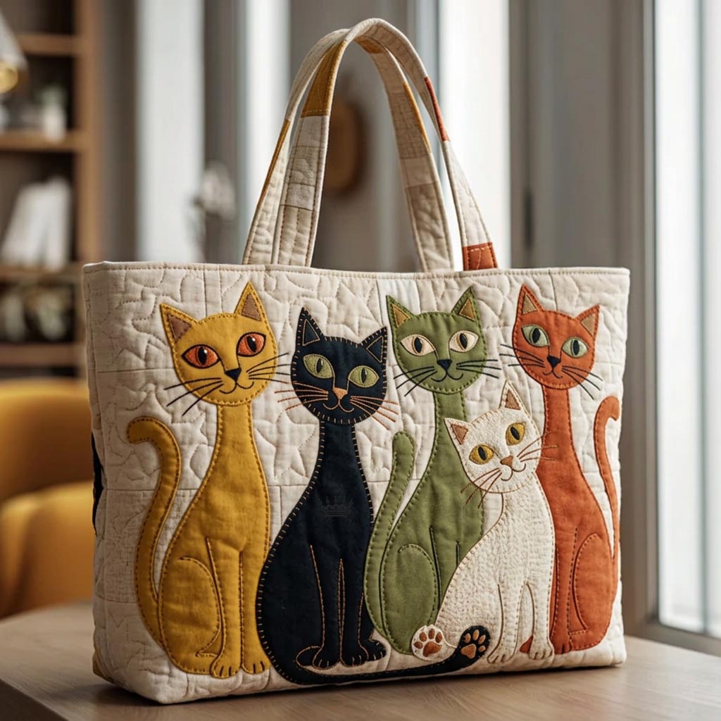 Curious Cat Quilted Tote Bag GFTOMA10503