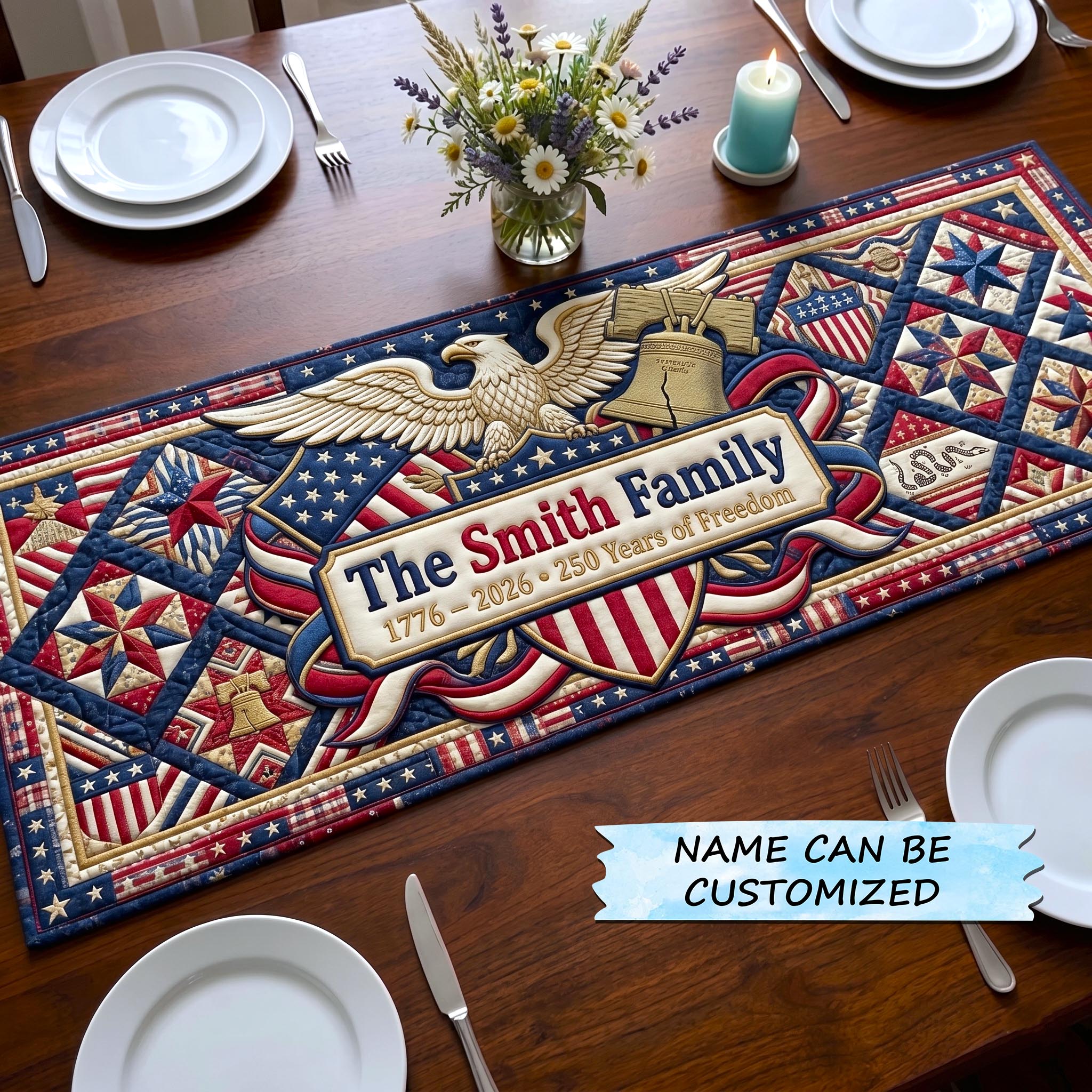 America 250th Anniversary Quilted Table Runner GFTOMA10911
