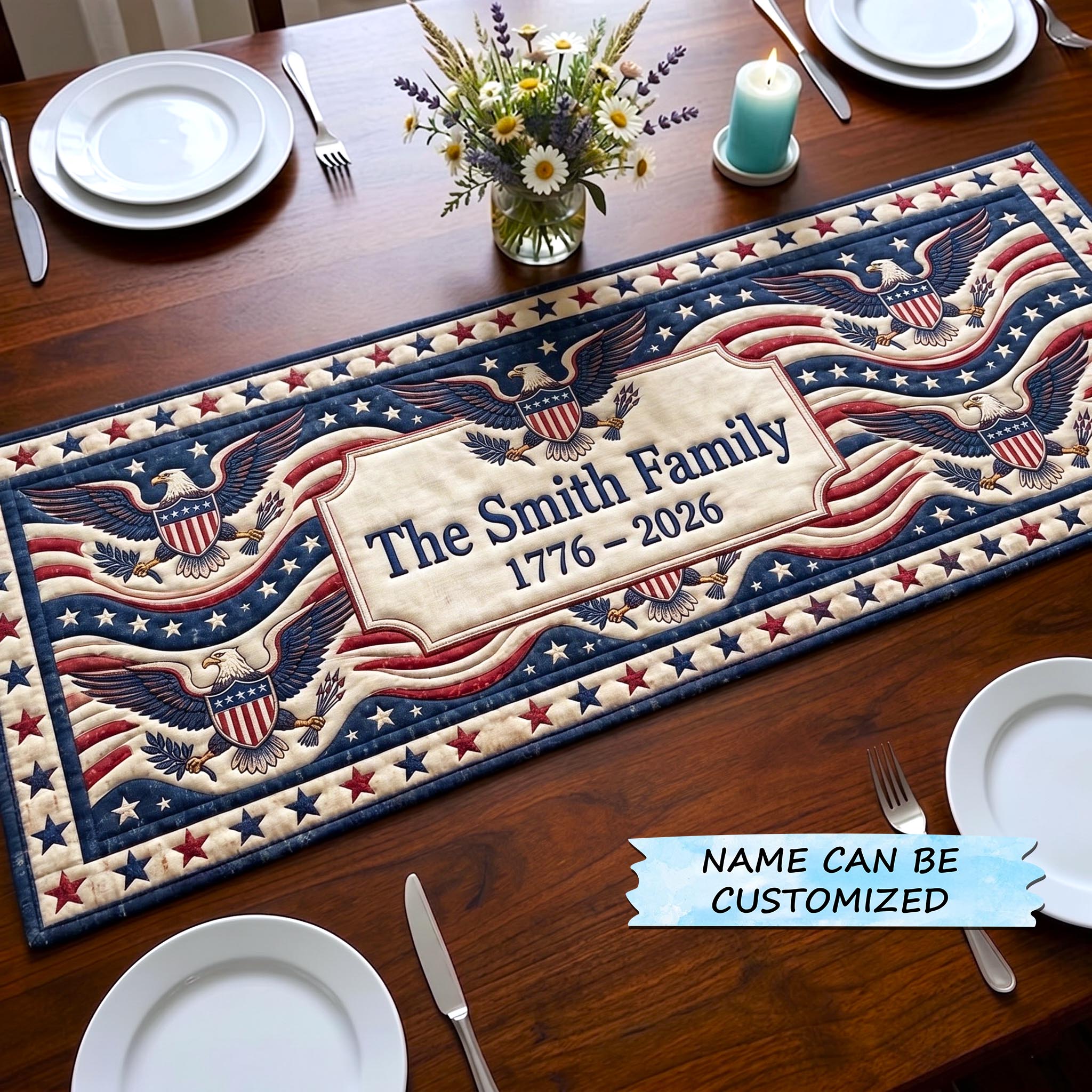 America 250th Anniversary Quilted Table Runner GFTOMA10912