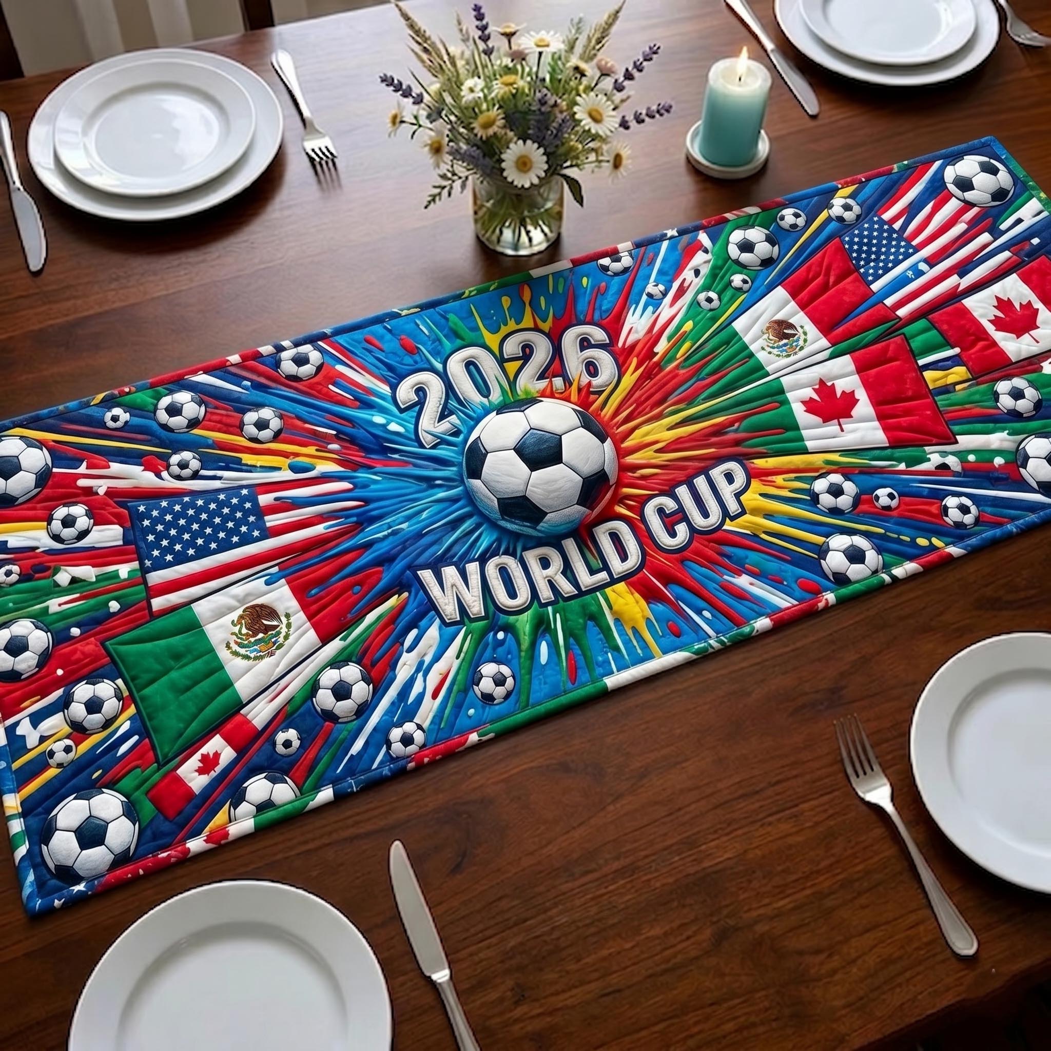 World Soccer Quilted Table Runner GFTOMA11031