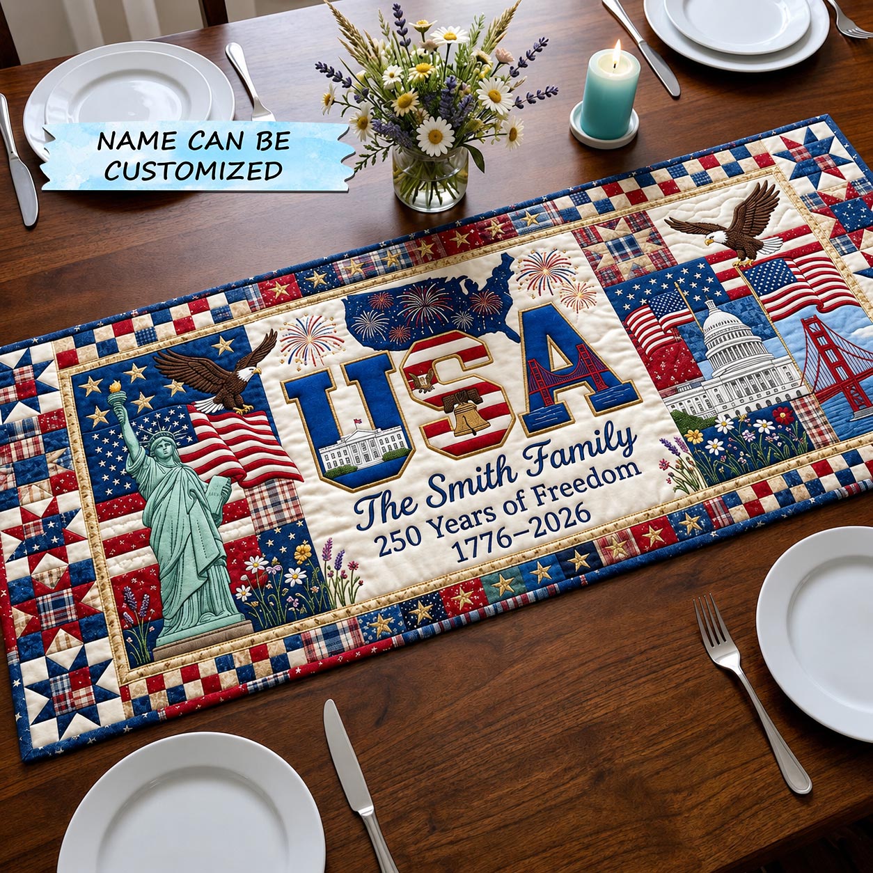 Liberty Threads Quilted Table Runner QTCUZ GFTOMA11464