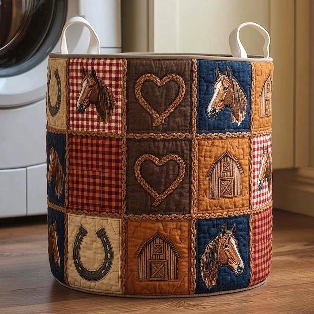 Horse Haven Quilted Laundry Basket GFTOMA11568C1