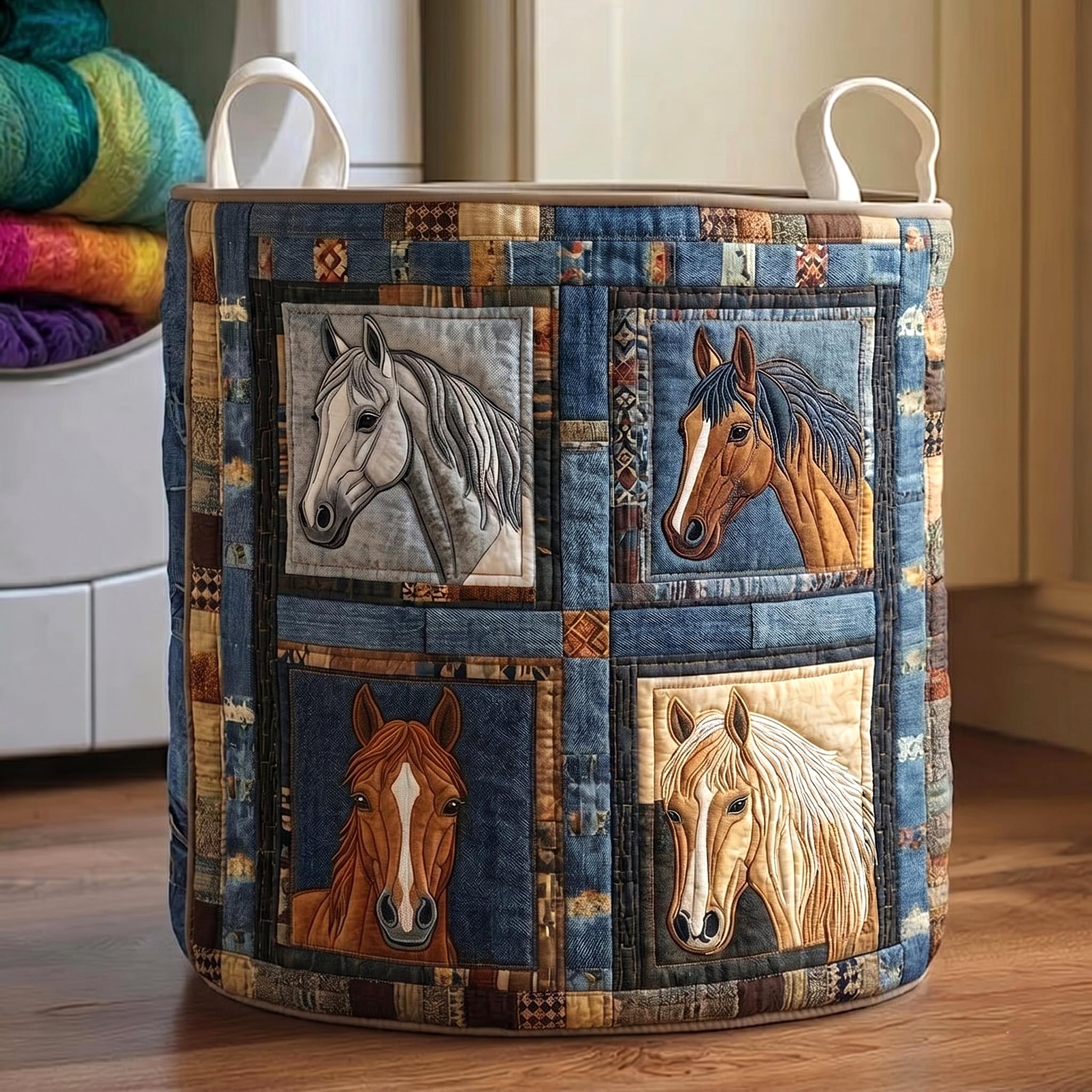 Wild Horse Quilted Laundry Basket GFTOMA11570C1