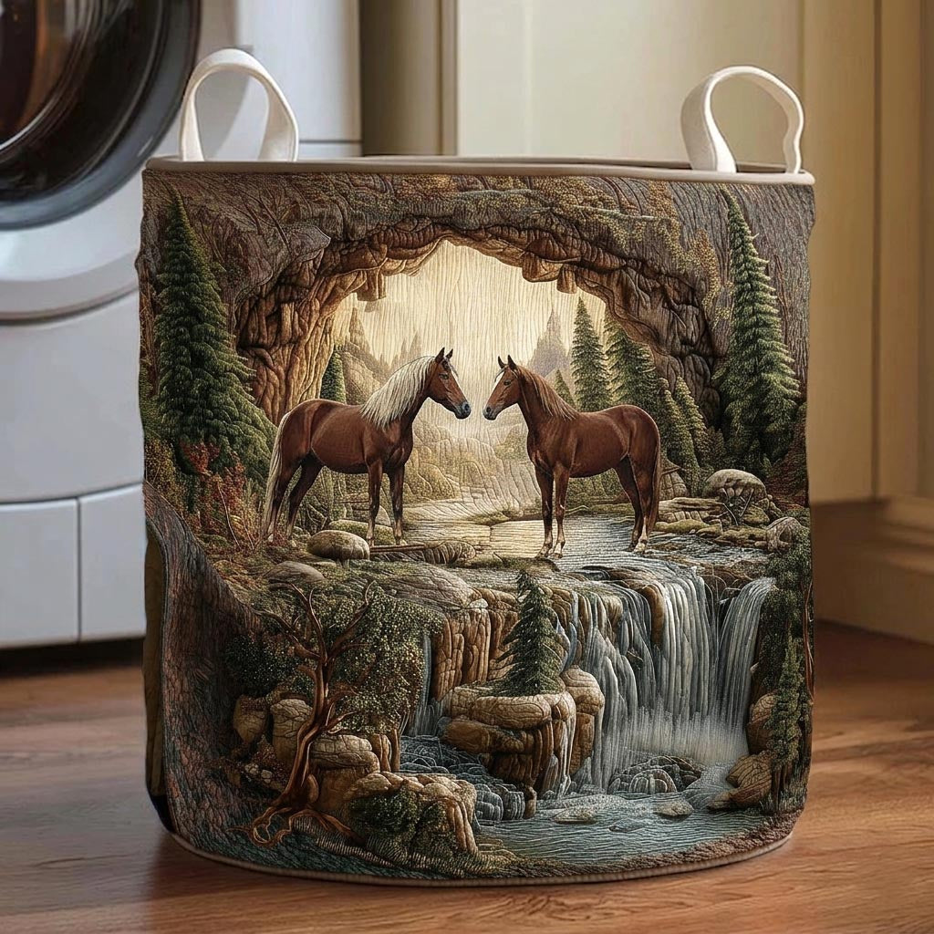Horse Couple Quilted Laundry Basket GFTOMA11572C1