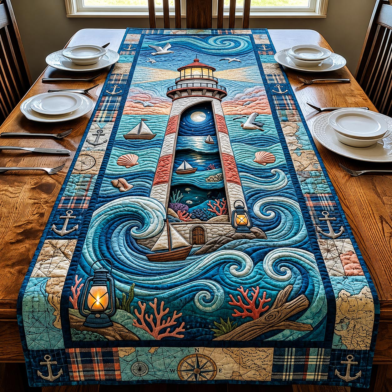 Sea Escape Quilted Table Runner GFTOMA11639