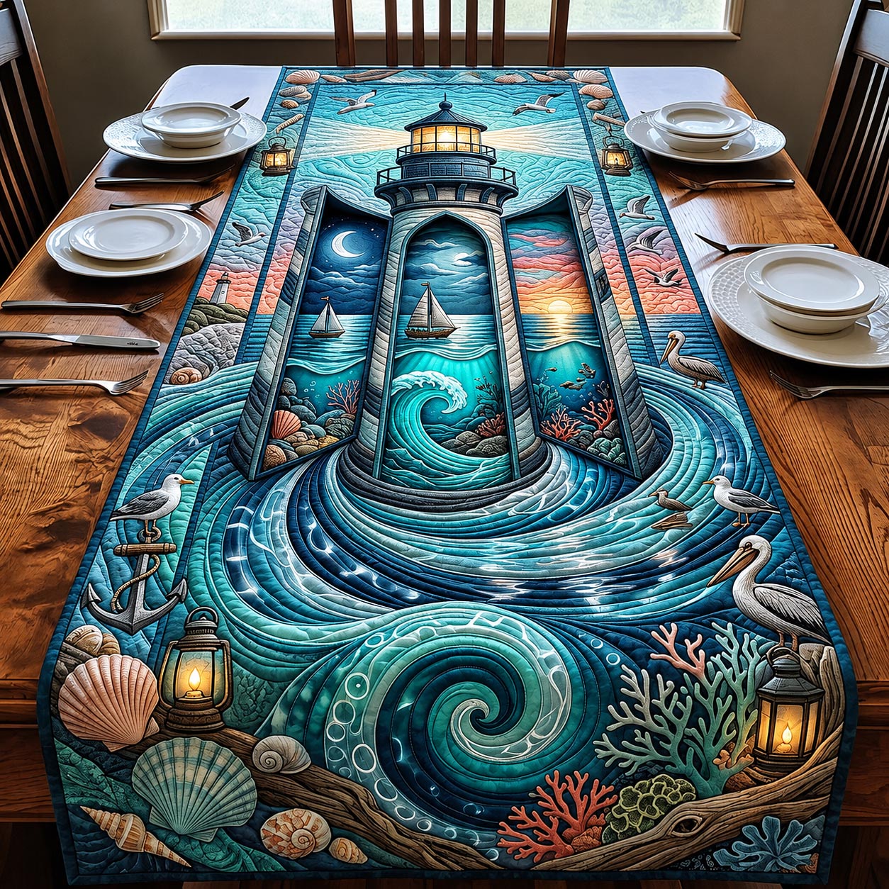 Sea Escape Quilted Table Runner GFTOMA11640