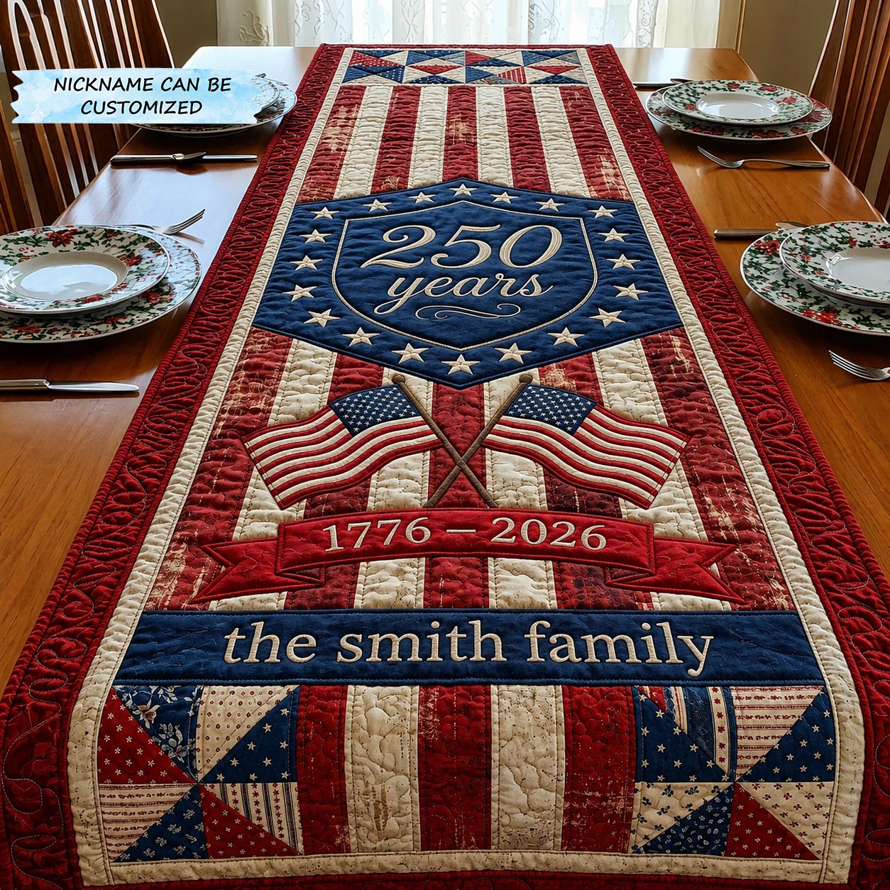 Freedom United Quilted Table Runner QTCUZ GFTOMA11766