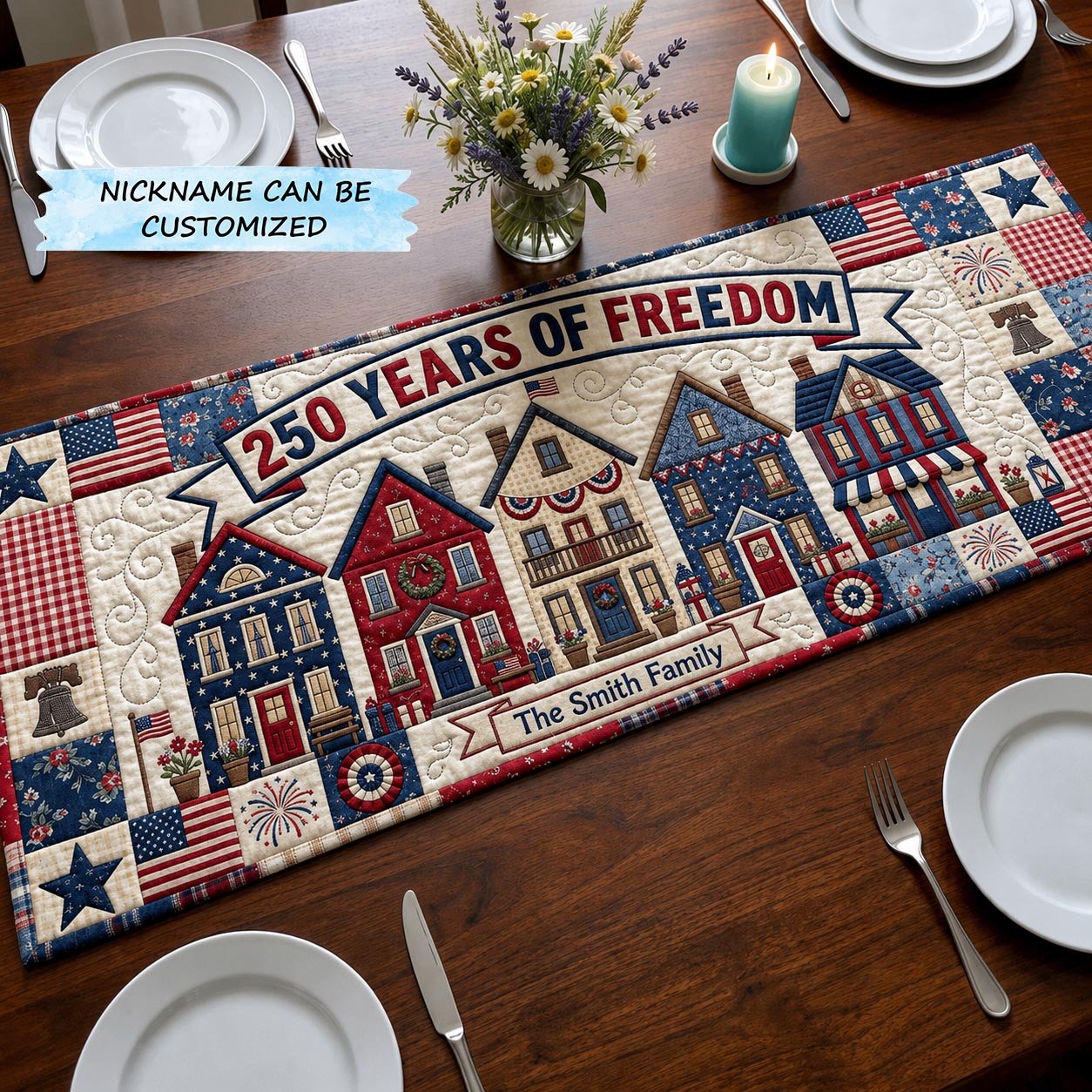 Liberty Voices Quilted Table Runner QTCUZ GFTOMA11768