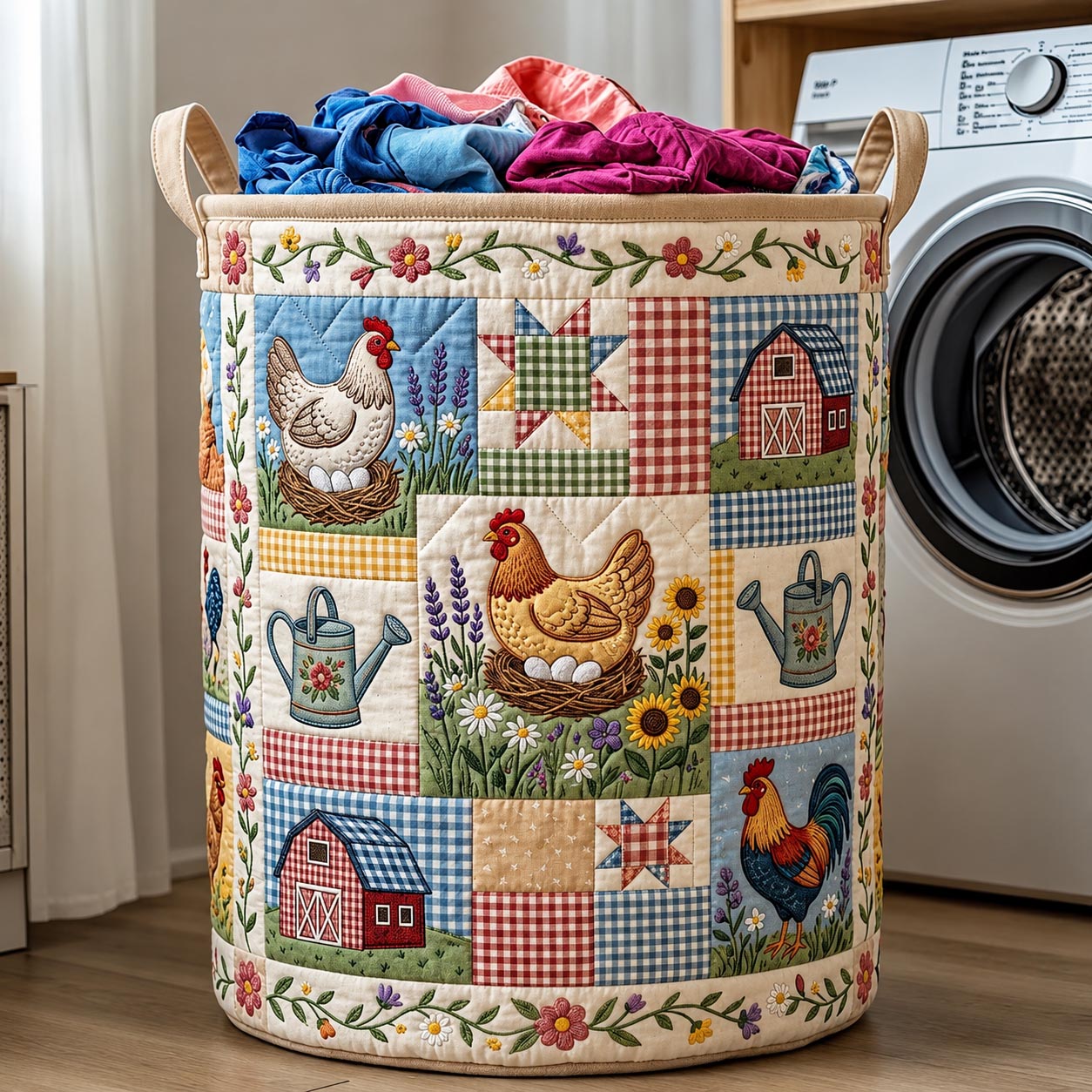 Farmhouse Charm Quilted Laundry Basket GFTOMA11900
