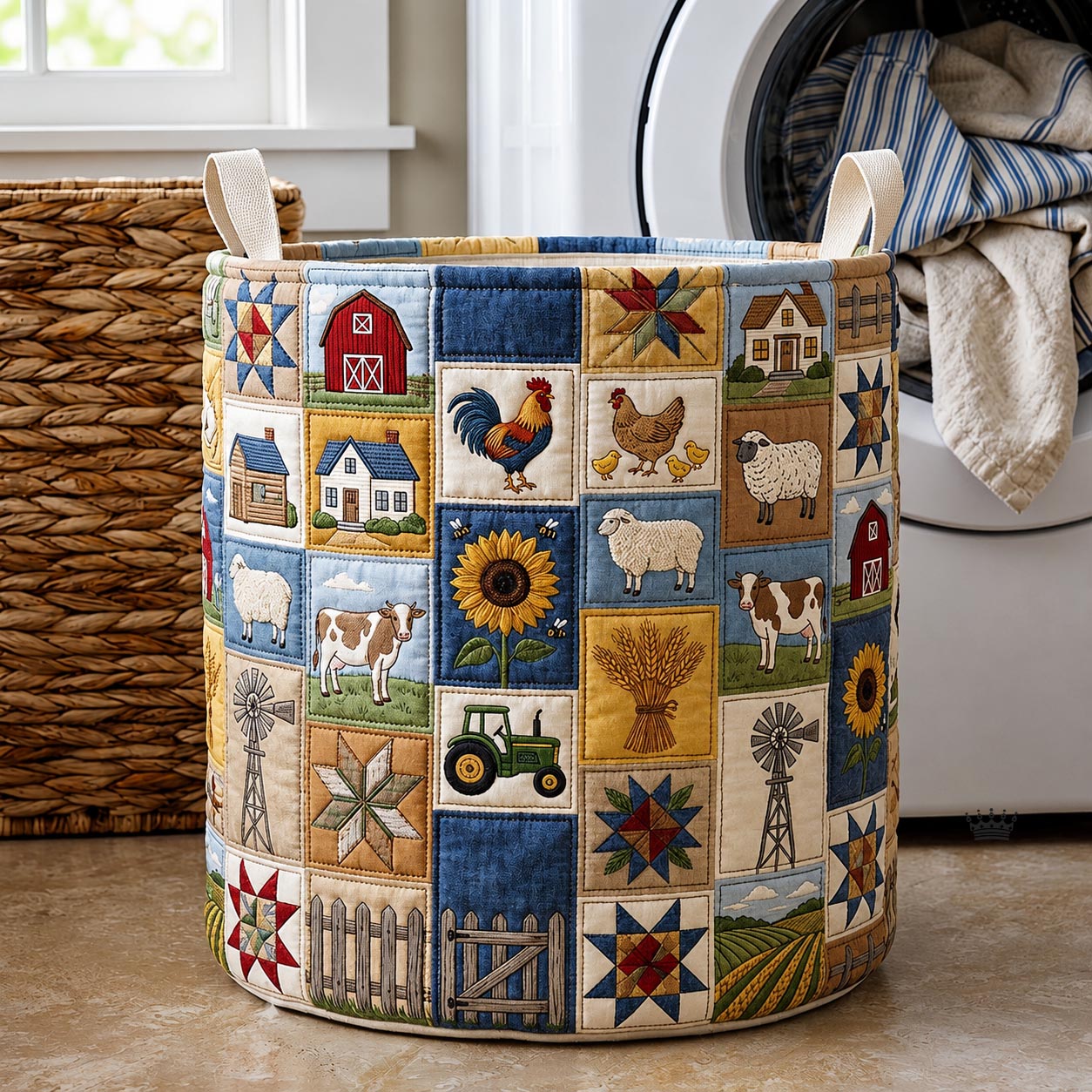 Country Charm Quilted Laundry Basket GFTOMA11902