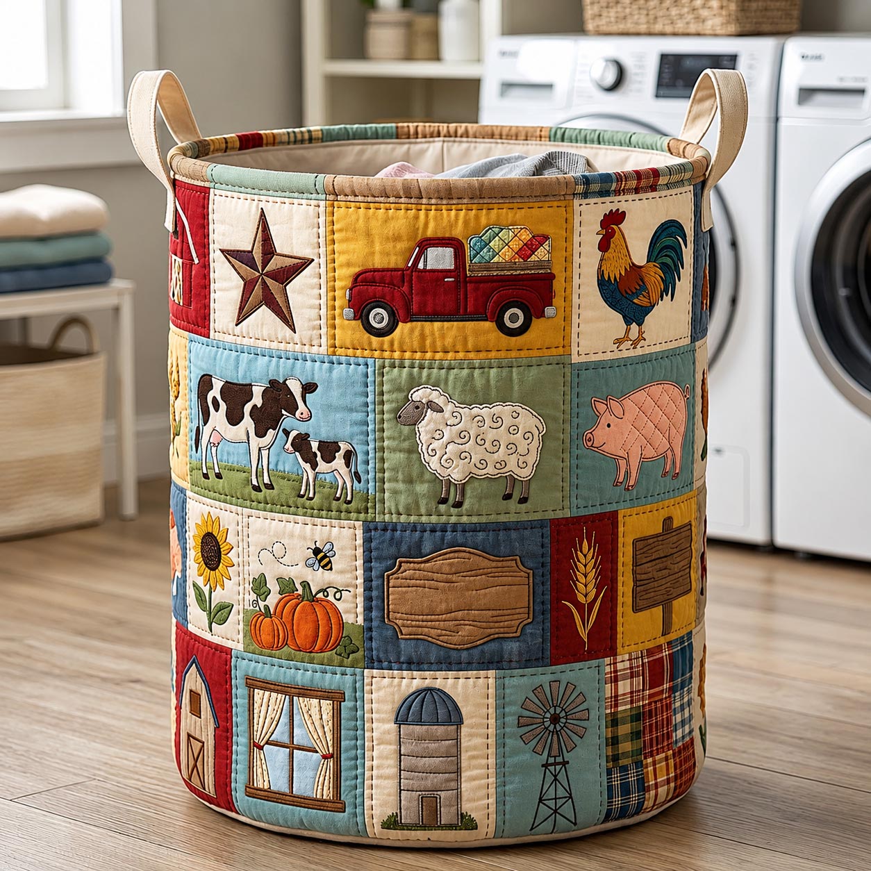 Rustic Cottage Quilted Laundry Basket GFTOMA11904