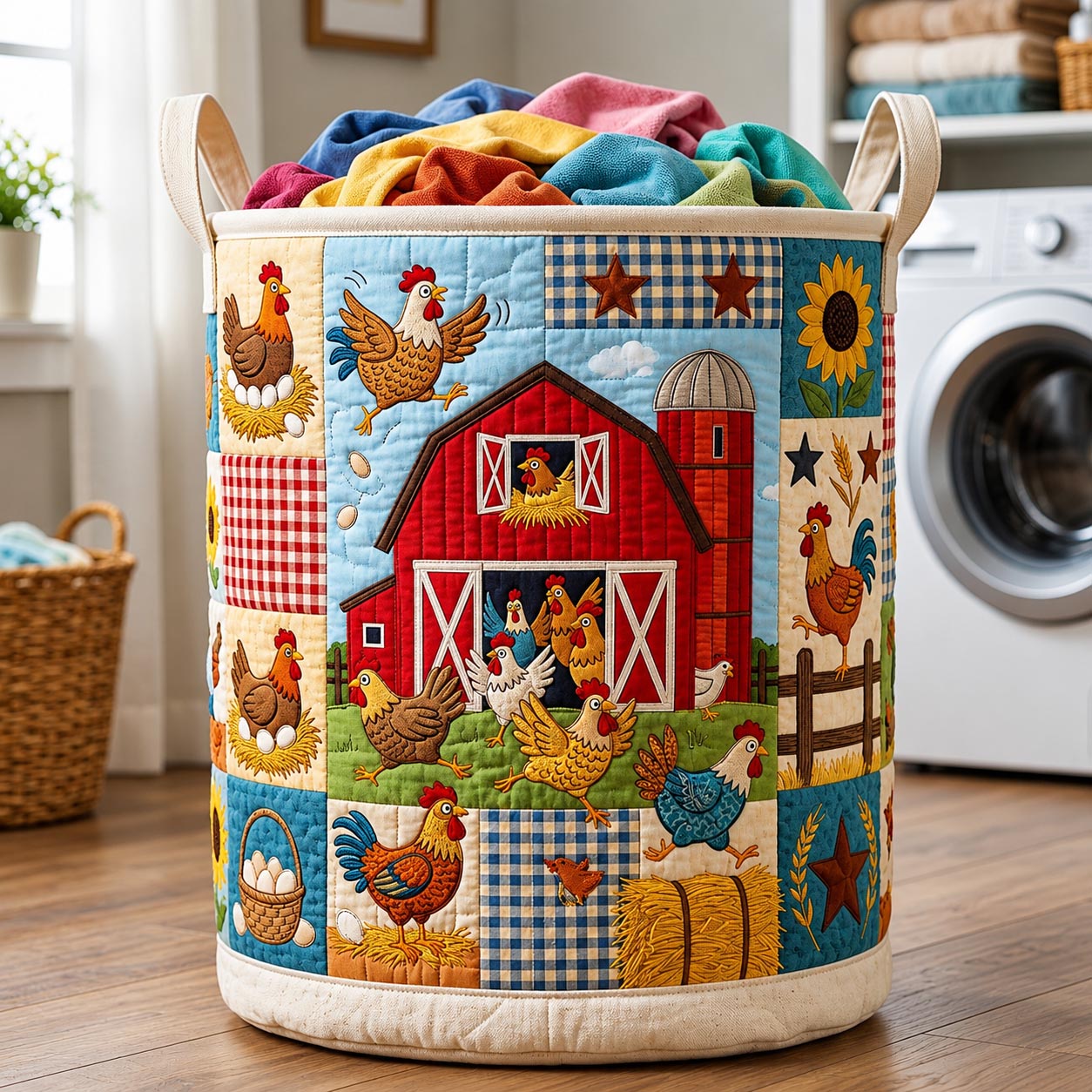 Country Roost Quilted Laundry Basket GFTOMA11920