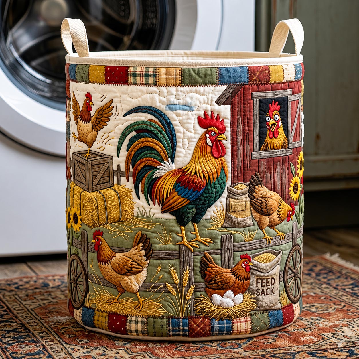 Rustic Farm Quilted Laundry Basket GFTOMA11923