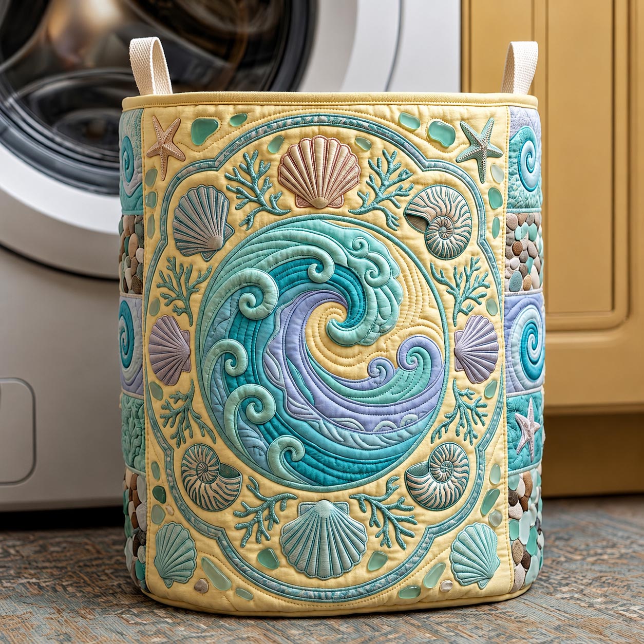 Sea Escape Quilted Laundry Basket GFTOMA11925