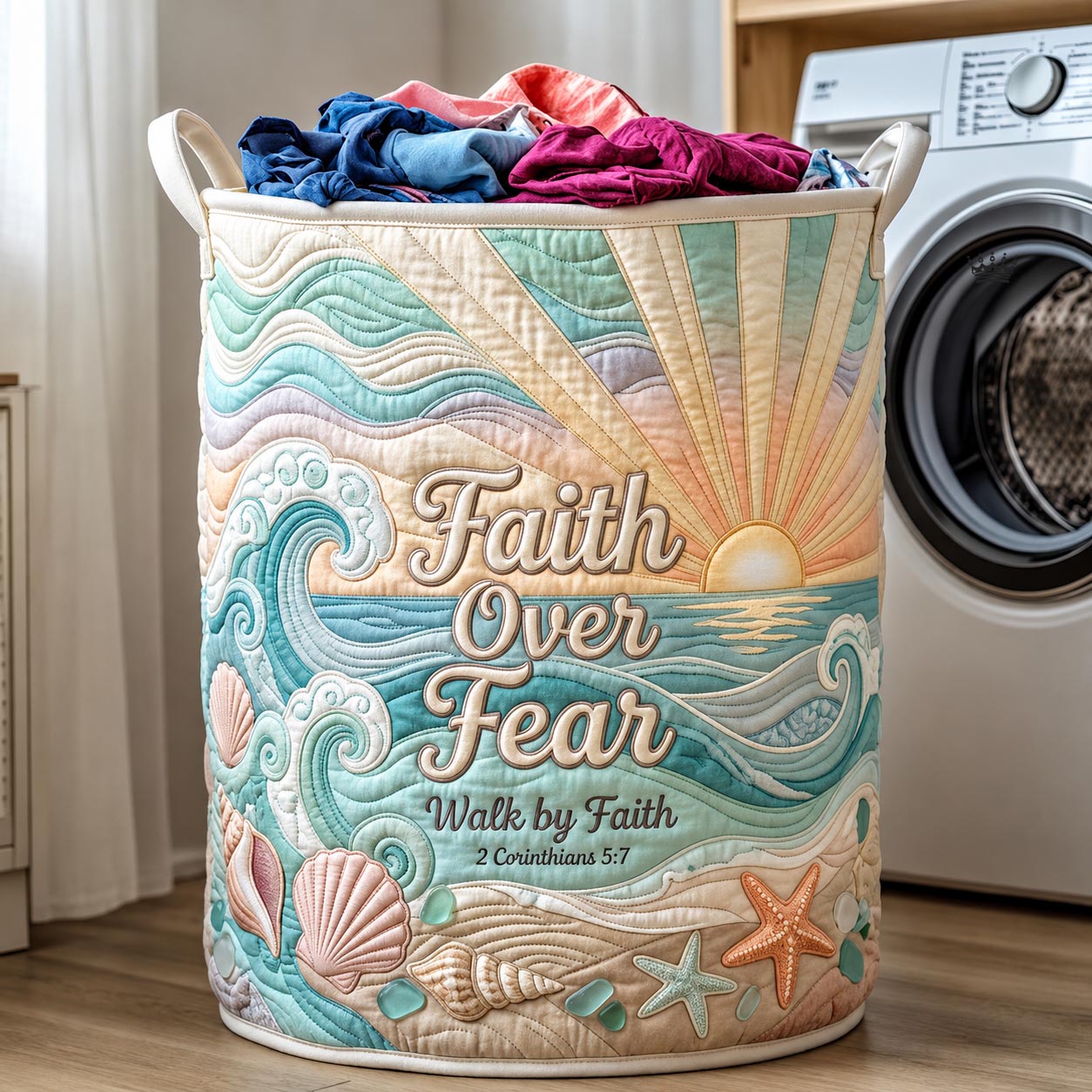 Faith Ocean Quilted Laundry Basket GFTOMA11996