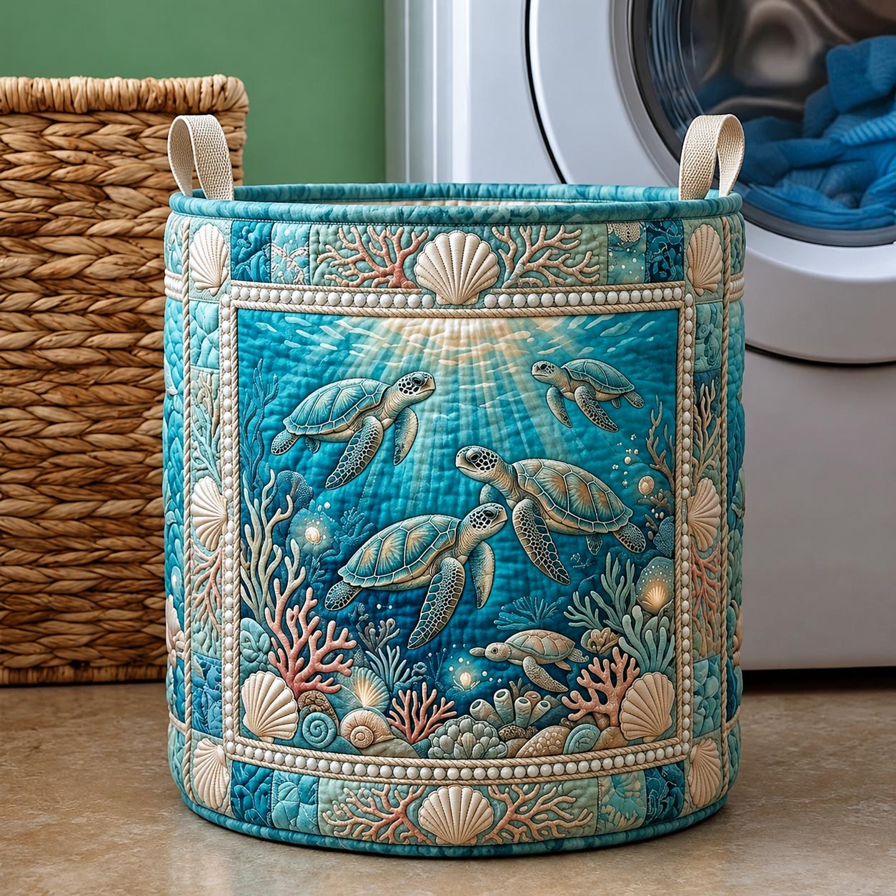 Faith Waves Quilted Laundry Basket GFTOMA11998