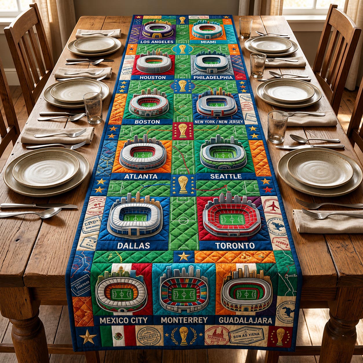 Soccer Heritage Quilted Table Runner GFTOMA12217
